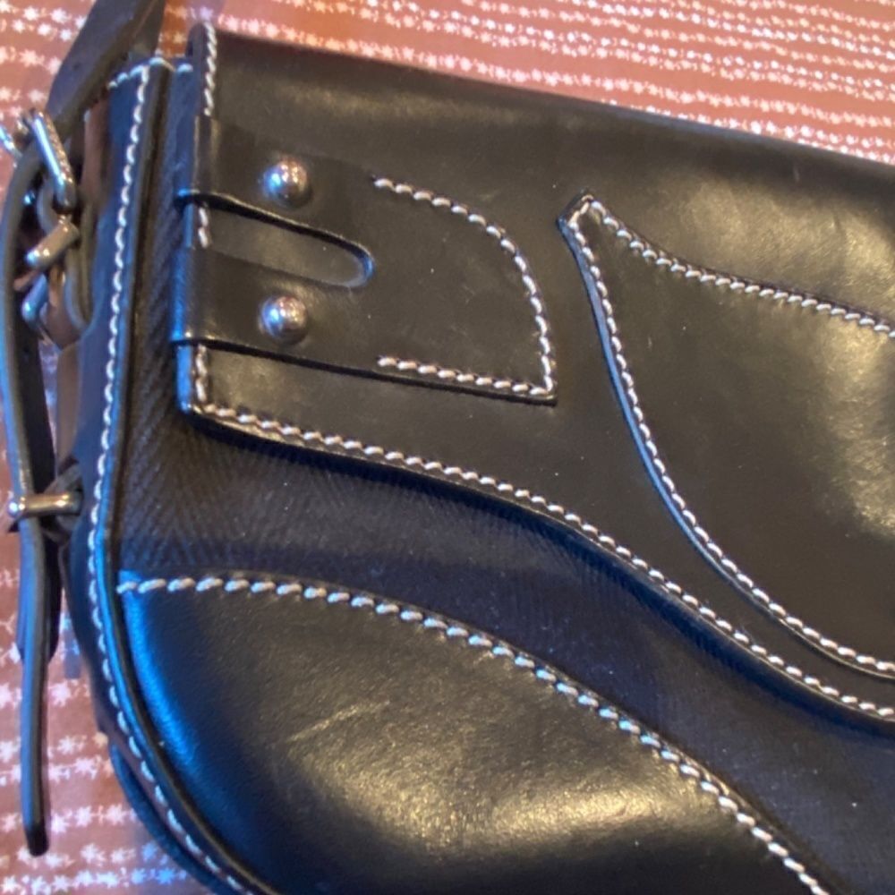 Vintage Fendi Black Leather And Canvas Baguette Shoulder Handbag Purse NWOT - Picture 7 of 15